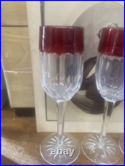 Waterford Crystal Simply Red Ruby Glass Cordials 2004 Set 4 Cordial 7 Glasses