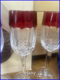 Waterford Crystal Simply Red Ruby Glass Cordials 2004 Set 4 Cordial 7 Glasses