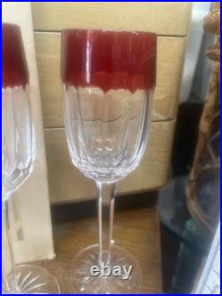 Waterford Crystal Simply Red Ruby Glass Cordials 2004 Set 4 Cordial 7 Glasses