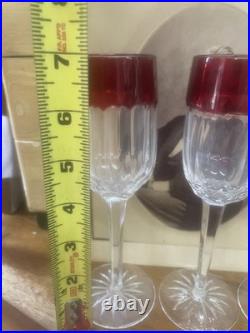 Waterford Crystal Simply Red Ruby Glass Cordials 2004 Set 4 Cordial 7 Glasses