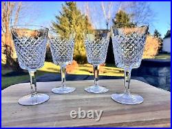 Waterford Crystal Stemware7 Alana Cut 8 Oz Water Goblets stem glassSet Of 4