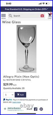 Waterford Crystal Wine Glasses Platinum Trimmed Elegant Discontinued Set Of (8)