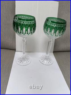 Waterford Crystal Wine Hocks 8 Clarendon Cut Emerald Green (2)