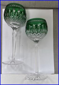 Waterford Crystal Wine Hocks 8 Clarendon Cut Emerald Green (2)