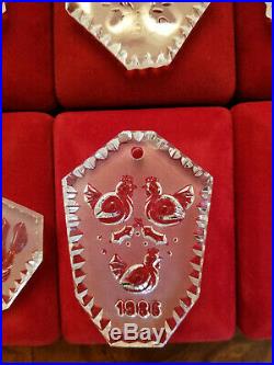 Waterford Crystal set 12 Days of Christmas Ornaments inc 1982 Partridge A grade