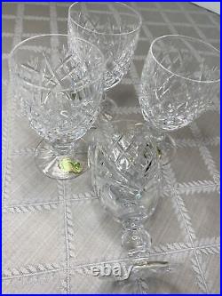 Waterford Donegal Claret Wine Glasses Set of 4 Vintage Crystal Stemware Mint