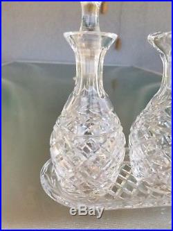 Waterford Glandore Cruet Set Underplate Stopper Oil Vinegar Crystal