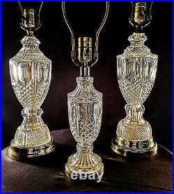 Waterford Hiberina-style European Collection Fine Cut Crystal Complete Lamp Set