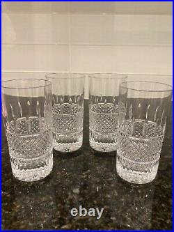 Waterford Irish Lace Highball Glass Vertical Criss Cross Cuts 5-5/8 set/4