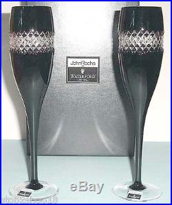 Waterford John Rocha Champagne Flute(s) SET/2 Black Cut Cased Crystal 135499 New