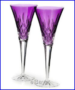 Waterford LISMORE Amethyst Toasting Champagne Flutes Set of 2 #154064 New In Box