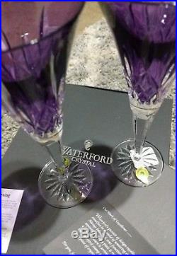 Waterford LISMORE JEWELS Amethyst Toasting Champagne Flutes Set of 2 #154064 NEW