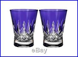 Waterford LISMORE POPS PURPLE Double Old Fashioned Glasses SET of 2 NEW in BOX
