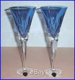 Waterford LISMORE Sapphire Toasting Flute (SET/2) #151335 Crystal 9.25 H New