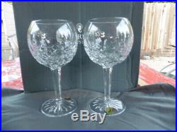 Waterford Lismore Balloon Wine Glasses Set 2 #156516 New In Box 60th Anniversary