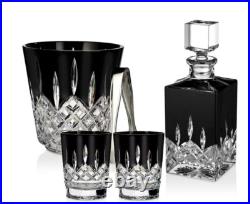 Waterford Lismore Black Double Old Fashioned Crystal Glasses Set of 2 NIBLAST