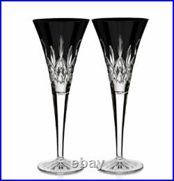 Waterford Lismore Black Double Old Fashioned Crystal Glasses Set of 2 NIBLAST