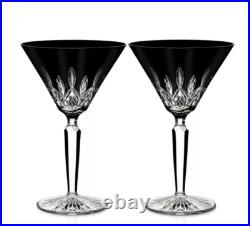 Waterford Lismore Black Double Old Fashioned Crystal Glasses Set of 2 NIBLAST