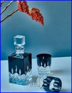 Waterford Lismore Black Double Old Fashioned Crystal Glasses Set of 2 NIBLAST