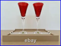 Waterford Lismore Crimson Red Champagne Toasting Flute 6 oz Set of 2 BNIB