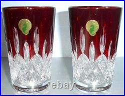 Waterford Lismore Crystal Red Highball SET/2 Glasses w Round Base #40014982 New
