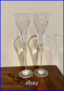 Waterford Lismore Diamond Cuts Rendered In Fine Crystal Toast Flute 2/glass New
