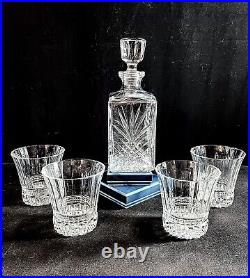 Waterford Lismore Diamond-Style Whiskey Decanter & 4 DOF Tumblers