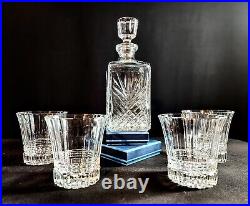 Waterford Lismore Diamond-Style Whiskey Decanter & 4 DOF Tumblers