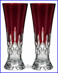 Waterford Lismore Pilsner Red Crystal Beer Glass SET of 2 New In Box
