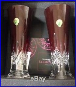 Waterford Lismore Pilsner Red Crystal Beer Glass Set of 2