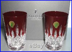 Waterford Lismore Red Hiball Highball Glasses SET/2 Crystal 40014982 New In Box