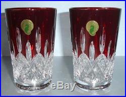 Waterford Lismore Red Hiball Highball Glasses SET/2 Crystal 40014982 New In Box