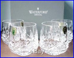 Waterford Lismore Roly Poly Set/4 Old Fashioned Tumbler DOF Glasses New In Box