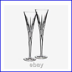 Waterford Lismore diamond toasting flutes Pair set of 2 With Engraving