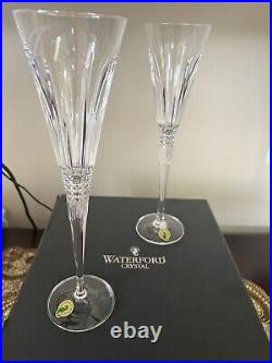 Waterford Lismore diamond toasting flutes Pair set of 2 With Engraving