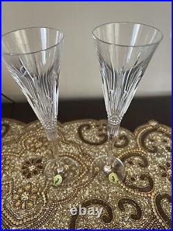 Waterford Lismore diamond toasting flutes Pair set of 2 With Engraving