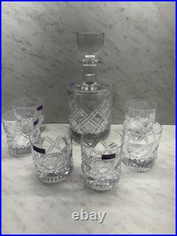 Waterford Marquis Oblique Decanter & Tumbler Set 7 Pcs Crystal New Beautiful