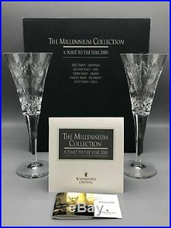Waterford Millennium Toasting Flutes COMPLETE SET of 5 Series (10 Total)