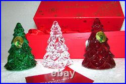 Waterford Mini Colour Christmas Trees New Boxed Set Of 3