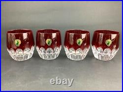 Waterford Mixology Talon Red Set of 4 Double Old Fashioned DOF Glasses Tumblers