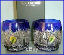 Waterford O'Leary Seahorse Cobalt Blue SET/2 Tumblers DOF Glasses #40000645 New
