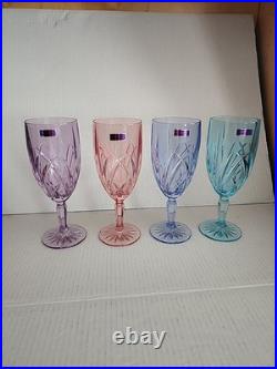 Waterford Pastel Iced Tea Set of 4 Multi Color Bright Cheery Glasses NEW Marquis