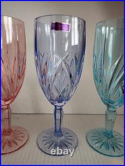 Waterford Pastel Iced Tea Set of 4 Multi Color Bright Cheery Glasses NEW Marquis