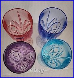 Waterford Pastel Iced Tea Set of 4 Multi Color Bright Cheery Glasses NEW Marquis