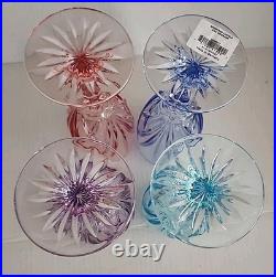 Waterford Pastel Iced Tea Set of 4 Multi Color Bright Cheery Glasses NEW Marquis