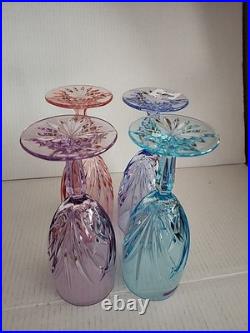 Waterford Pastel Iced Tea Set of 4 Multi Color Bright Cheery Glasses NEW Marquis