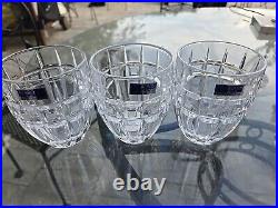 Waterford Quadrata Double Old Fashioned Cyrstal Glasses Contemporary Set Of 3