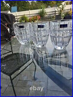 Waterford Quadrata Double Old Fashioned Cyrstal Glasses Contemporary Set Of 3