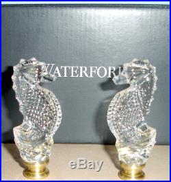 Waterford Seahorse Lamp Finials Set of 2 Crystal with Brass Base New
