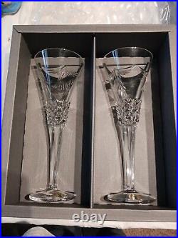 Waterford Set of 2 Toasting Flutes Glasses Champaign Glasses Millennium 2000 NIB